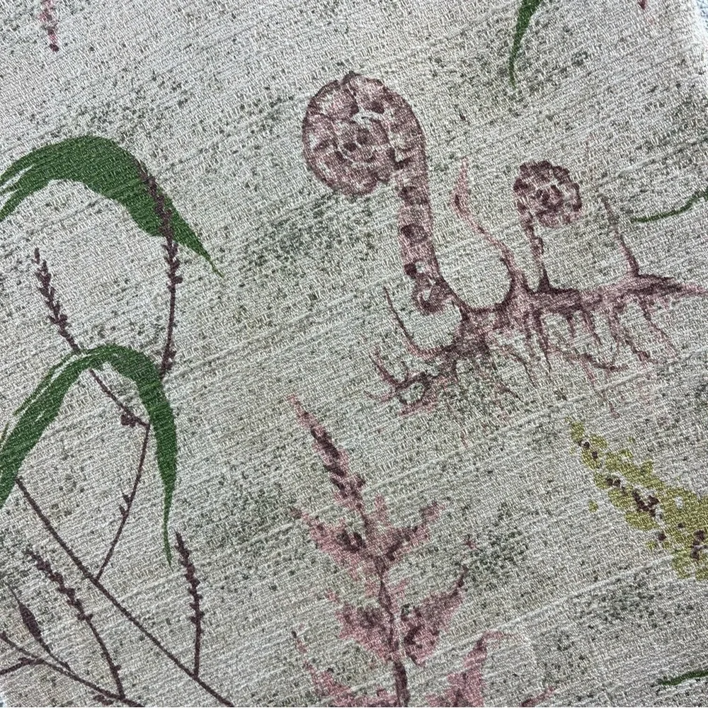 Vintage l 40s Novelty Sea Ocean Fauna Fern Frond Floral Barkcloth Curtain Panel